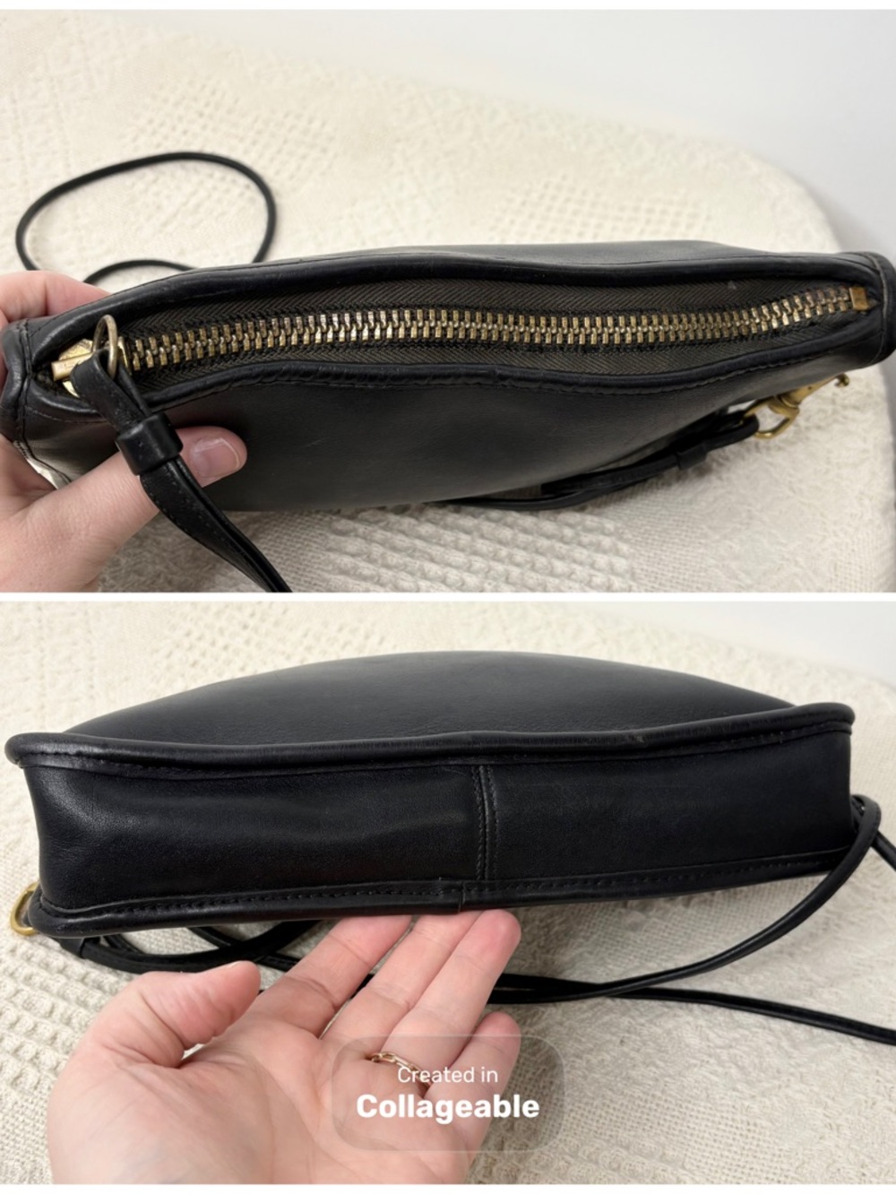 80s Vintage Coach Basic Bag 9455 NYC Black Leather Shoulder Purse - Picture 7 of 8